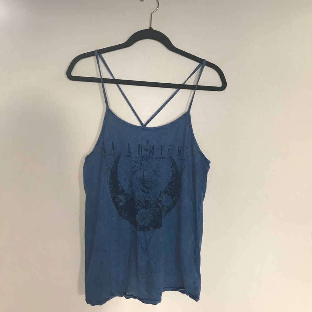 Forever 21 blue distressed tank top
